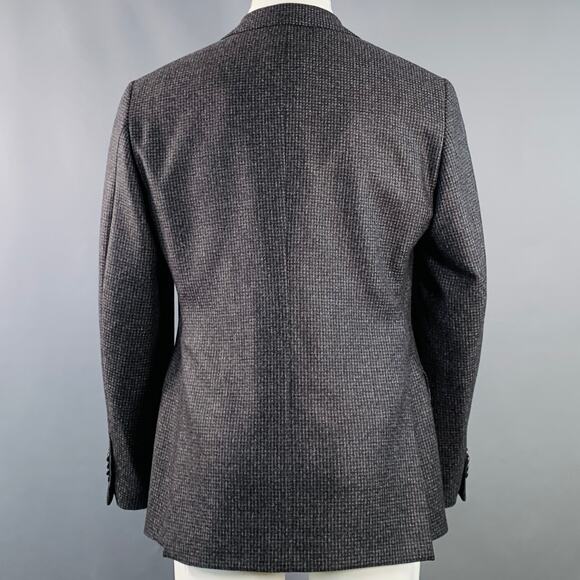 LUIGI BIANCHI Size 40 Regular Grey Charcoal Checkered Notch Lapel Sport Coat - Picture 5 of 10